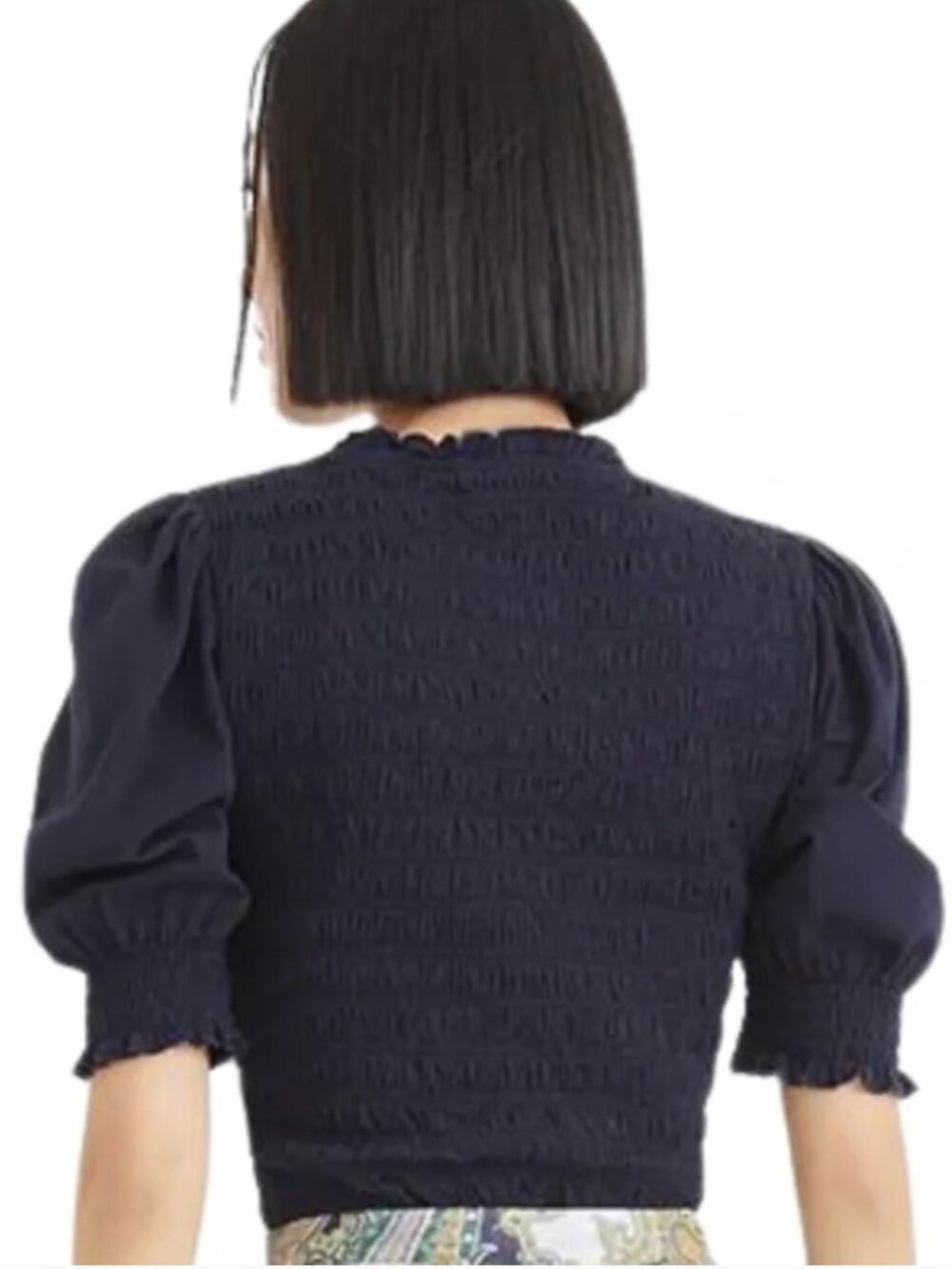 Veronica Beard Jeans Langston Smocked Puff Sleeve Top in Black XS - Picture 2 of 5